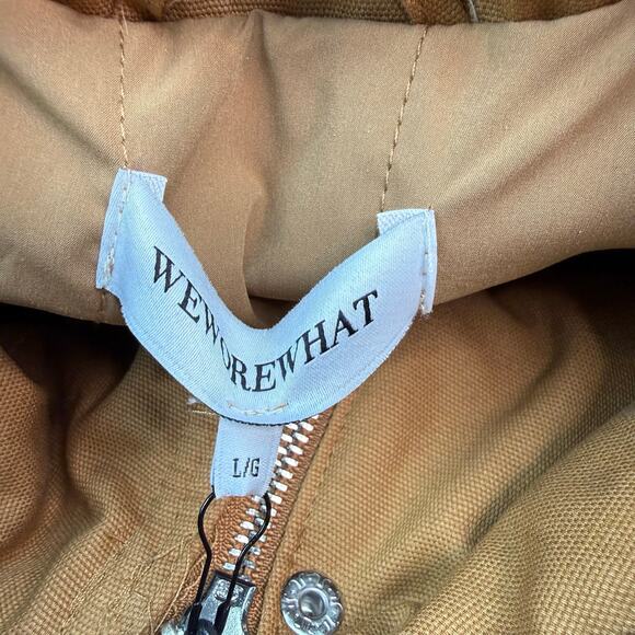 We Wore What Women's Cocoon Barn Jacket Khaki /Dark Brown Size L NWT French Girl - Picture 10 of 13